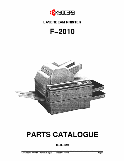 Kyocera F−2010 LASERBEAM PRINTER F−2010 PARTS CATALOGUE